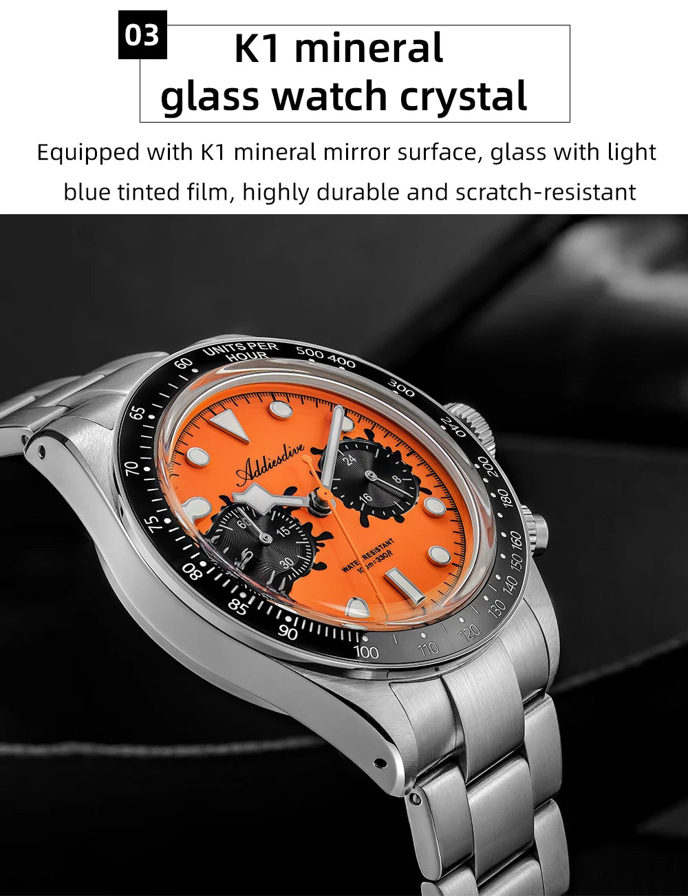 ADDIESDIVE 2026 NEW Multifunctional Chronograph VK64 Quartz Watch Ceramic Bezel Stainless steel Men's Watch Waterproof Luminous