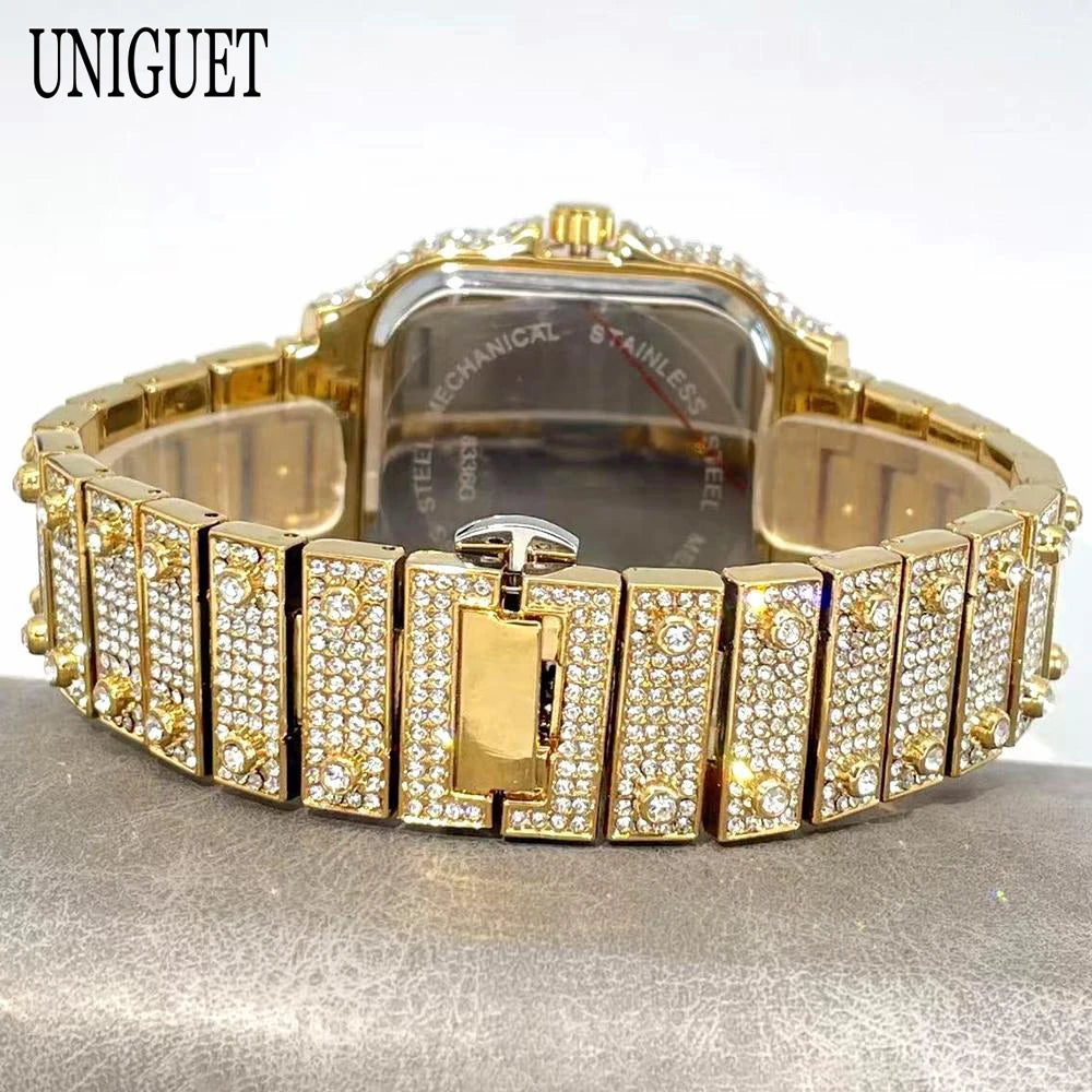 2026 New Luxury Diamond Watch Men Fashion Iced Out Square Colorful Number Watches Hip Hop Bling Jewelry Reloj Hombre for Gift