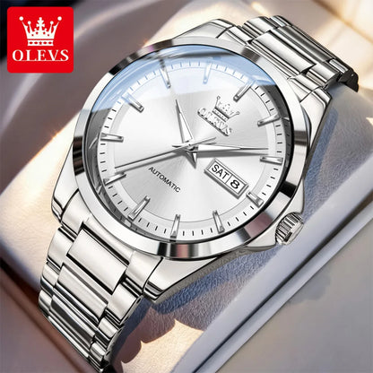 OLEVS 7090 Men's Automatic Mechanical Watch High quality Stainless steel Auto Date Waterproof Luminous Man Watch