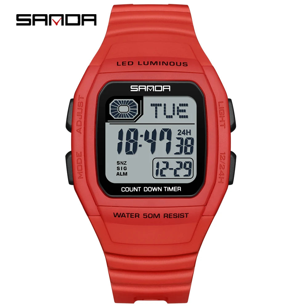 Fashion SANDA New 2208 Fashion Men's Electronic Watch Outdoor Sports Waterproof Timing LED Women's Watch