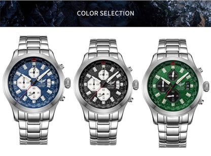 Yelang V1029S Men's Quartz Watch 42mm Japan OS00 Movement Luminous Stainless Steel 10Bar Waterproof Sports Watches