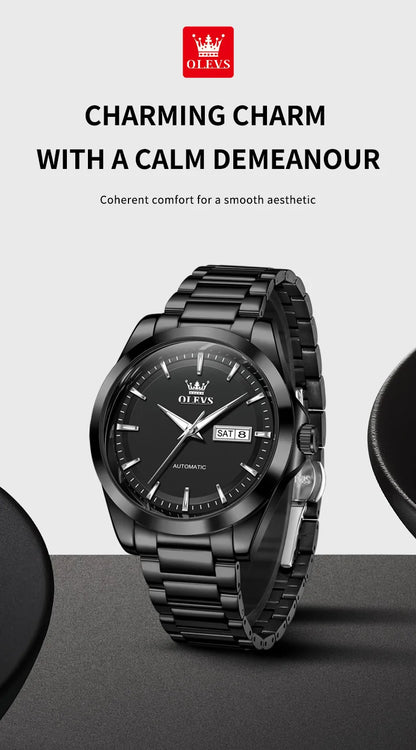 OLEVS 7090 Men's Automatic Mechanical Watch High quality Stainless steel Auto Date Waterproof Luminous Man Watch