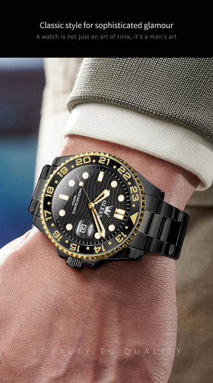 OLEVS Watches Men Diving Series Hot Original Luxury Brand Quartz Watches for Men Steel Strap Waterproof Luminous Man Watch 3610