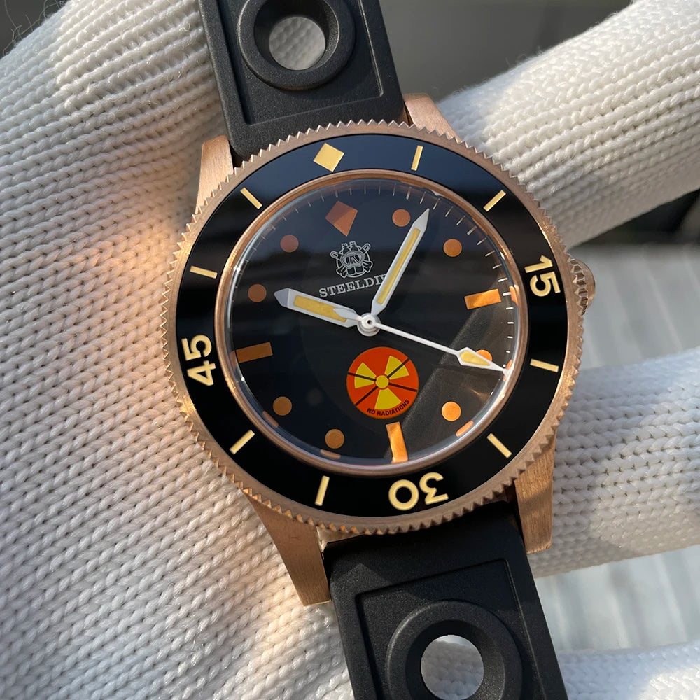 STEELDIVE SD1952VS New Arrival Solid Bronze Case Black Dial 300M Waterproof NH35 Mechanical Sapphire Glass Mens Dive Watch