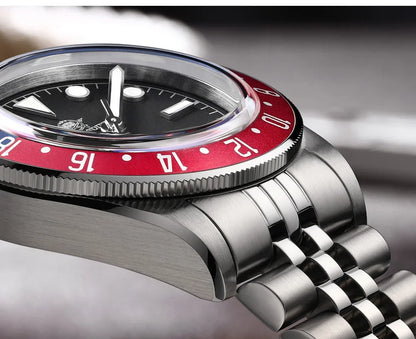 ADDIESDIVE Mens GMT Watches Luxury Stainless Steel Casual Quartz Watch Men Sport 200MM Waterproof Wristwatches Relogio Masculino