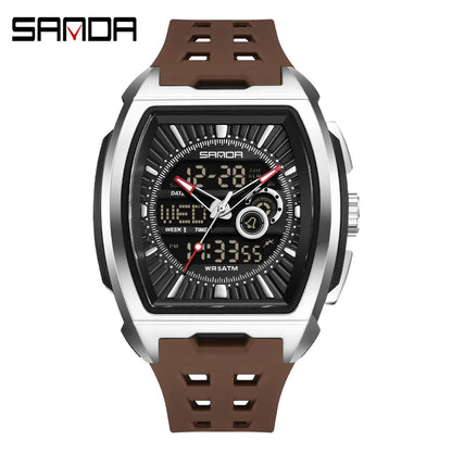 SANDA Luxury Men Wristwatch Electronic LED Display Luminous Sports Man Watch Quartz Waterproof Military Alarm Date Watches Male