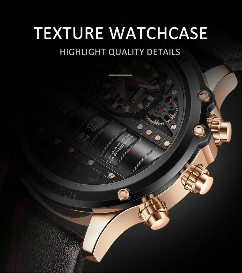 AKDPN Men's Watches Electronics Luxury Quartz Watches for Man Leather Waterproof Digital Versatile Wristwatch reloj hombre Watch
