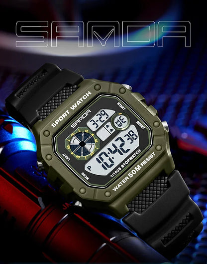 SANDA Fashion Brand Digital G Style Top Men's Watch Luxury Military Sport Waterproof Alarm Stopwatch Clock Relogio Masculino