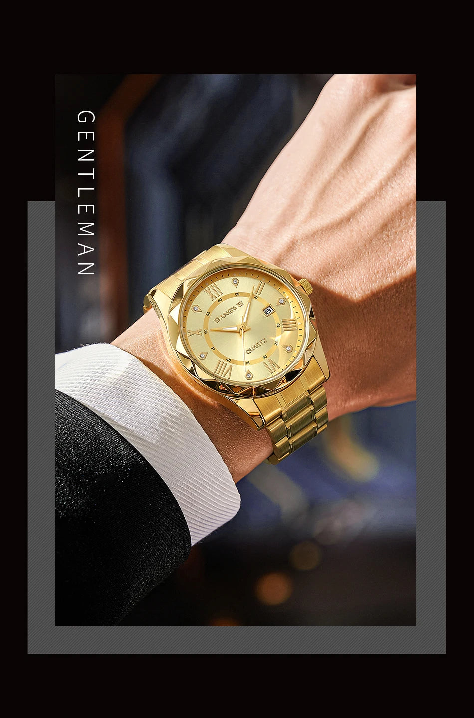 BANGWEI Quartz Watch For Men Luxury Calendar Waterproof Business Men's Wristwatch Luminous Big Dial Simple Man Watch hombre