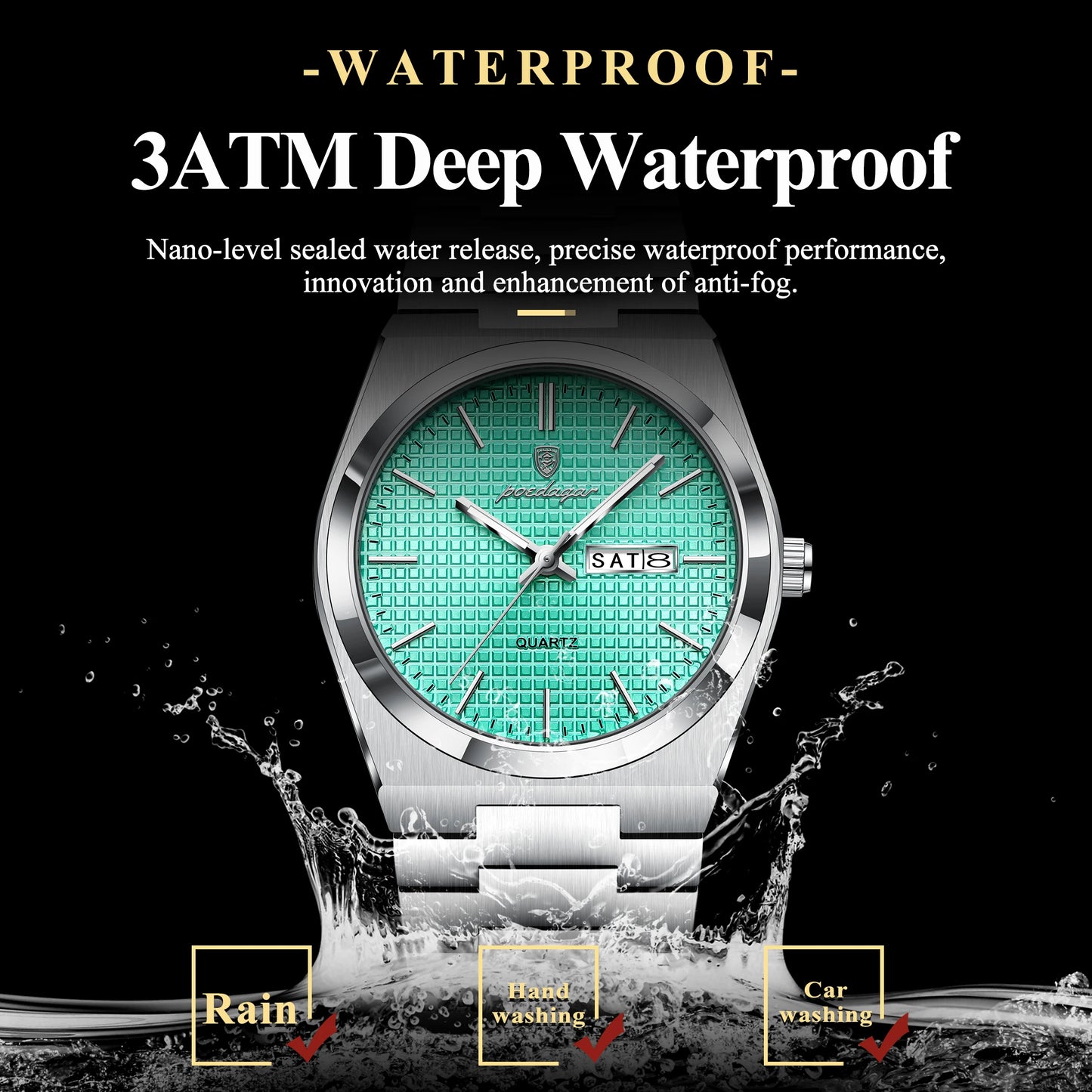 POEDAGAR High Quality Luxury Watch For Men Waterproof Luminous Man Wristwatch Original Date Week Quartz Casual Men's Watches+Box