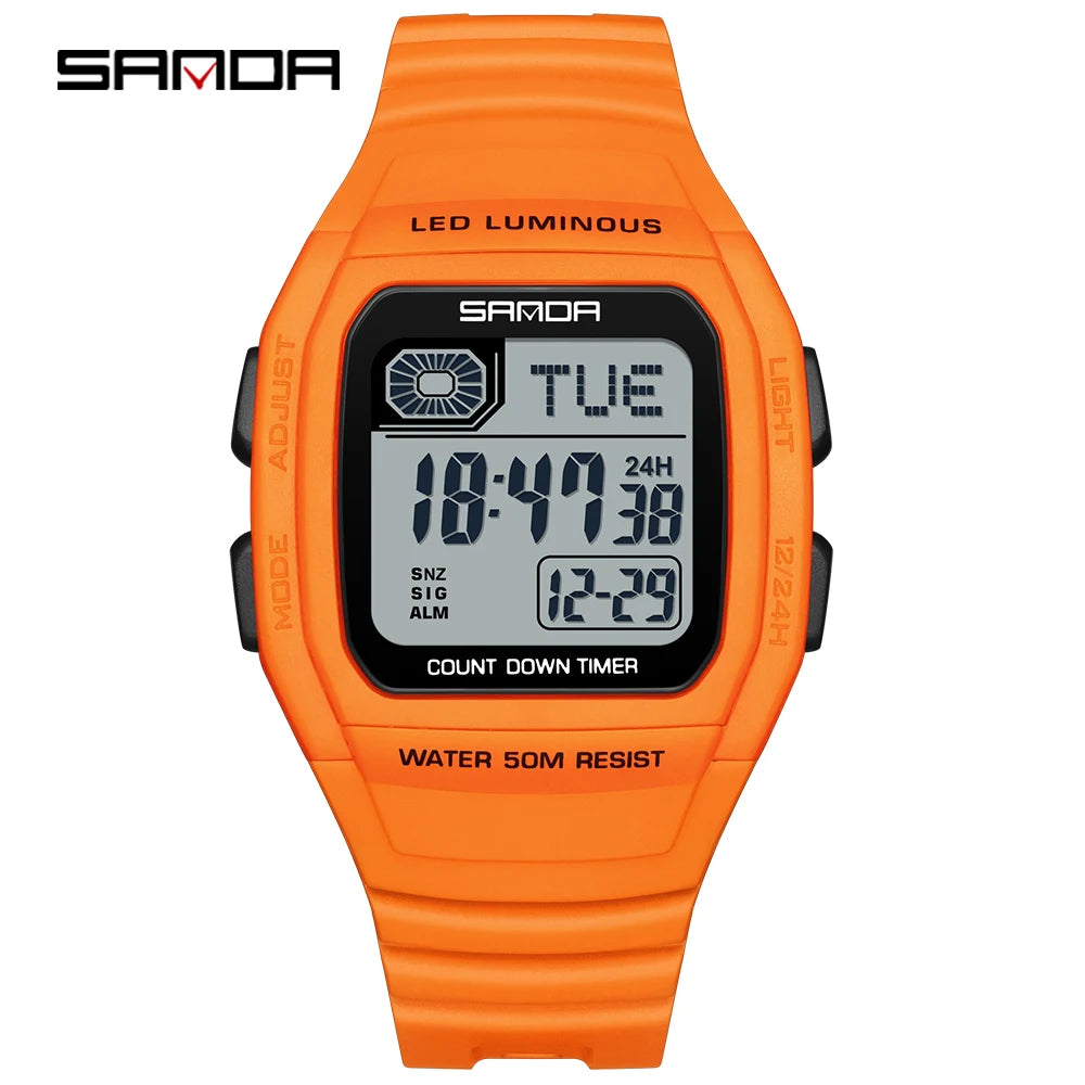 Fashion SANDA New 2208 Fashion Men's Electronic Watch Outdoor Sports Waterproof Timing LED Women's Watch