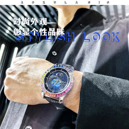 Luxury Sapphire Men's Automatic Mechanical Watch Top Brand Water Resistant Leather Strap Men Wristwatch Reloj Hombre