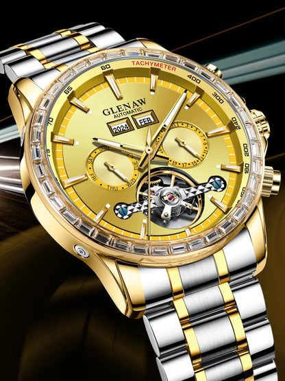 Glenaw high-end business fully automatic mechanical multi-function watch for men's fashionable waterproof watch