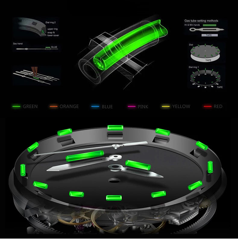 Yelang V1029S Men's Quartz Watch 42mm Japan OS00 Movement Luminous Stainless Steel 10Bar Waterproof Sports Watches