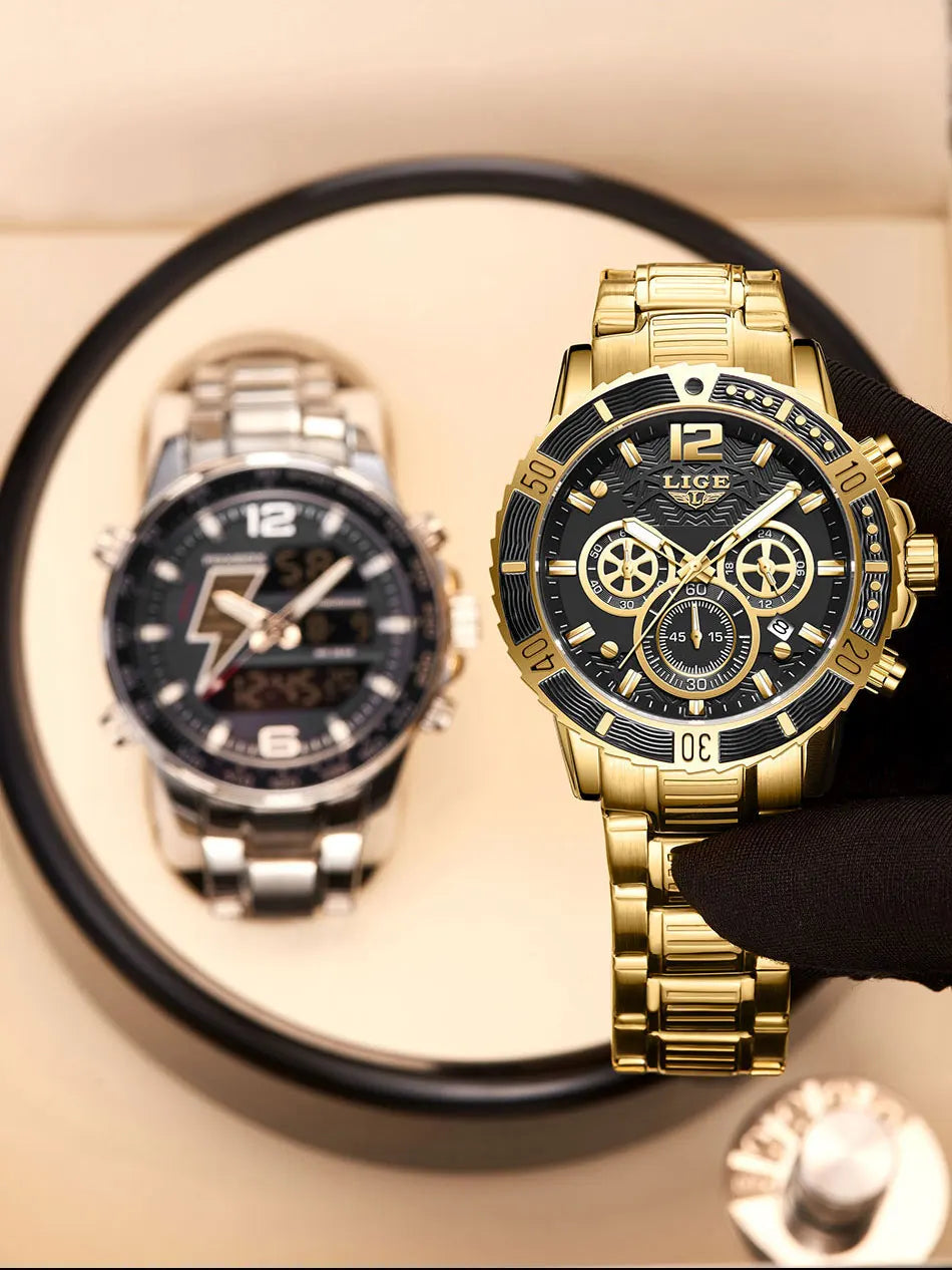 LIGE Luxury Casual Men's Wristwatch Sports Stainless Steel Waterproof Date Man Watch High Quality Fashion Quartz Men Watches