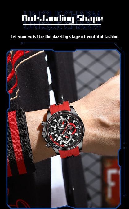 POEDAGAR Functional Watch For Men Date Chronograph Luminous Waterproof Silicone Classic Male Watch Quartz Original Men's Watches