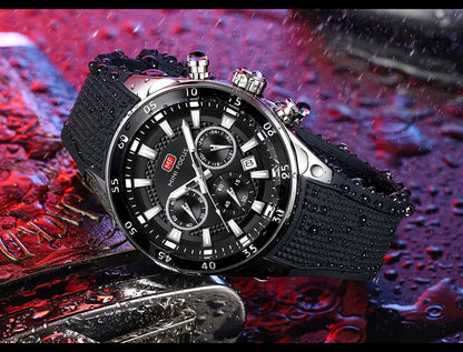 2026 New MINI FOCUS Men's Sports Quartz Watch Casual Analog Wrist Watch with Luminous Hands Silicone Strap Date Water Resistant