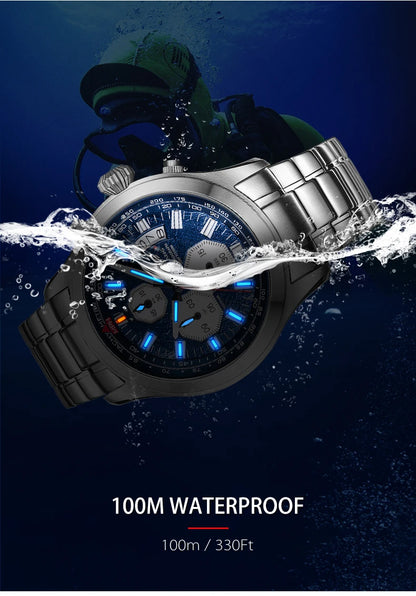 Yelang V1029S Men's Quartz Watch 42mm Japan OS00 Movement Luminous Stainless Steel 10Bar Waterproof Sports Watches