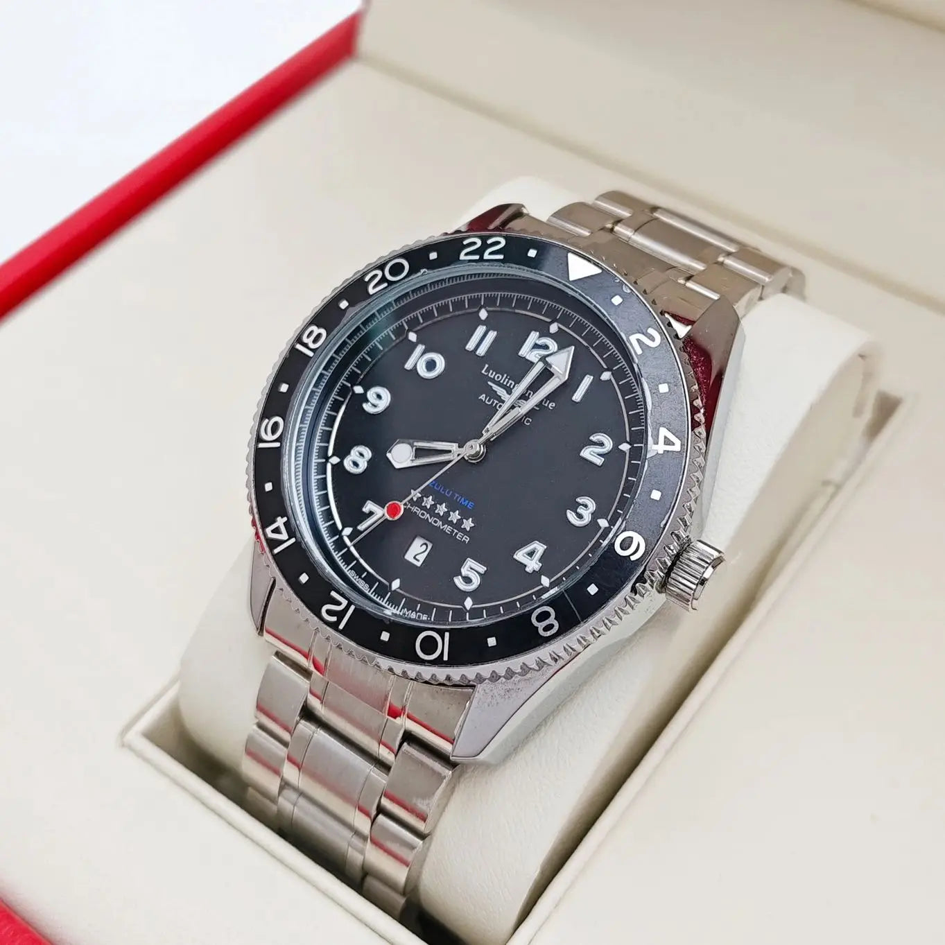 European and American Style High-End Luxury Black Submariner Series Automatic Mechanical Watch for Men, Skeleton Design, Waterproof, Calendar, Fashionable, Business Casual, Versatile, Unique, Cool, Handsome, Trendy Men's Watc