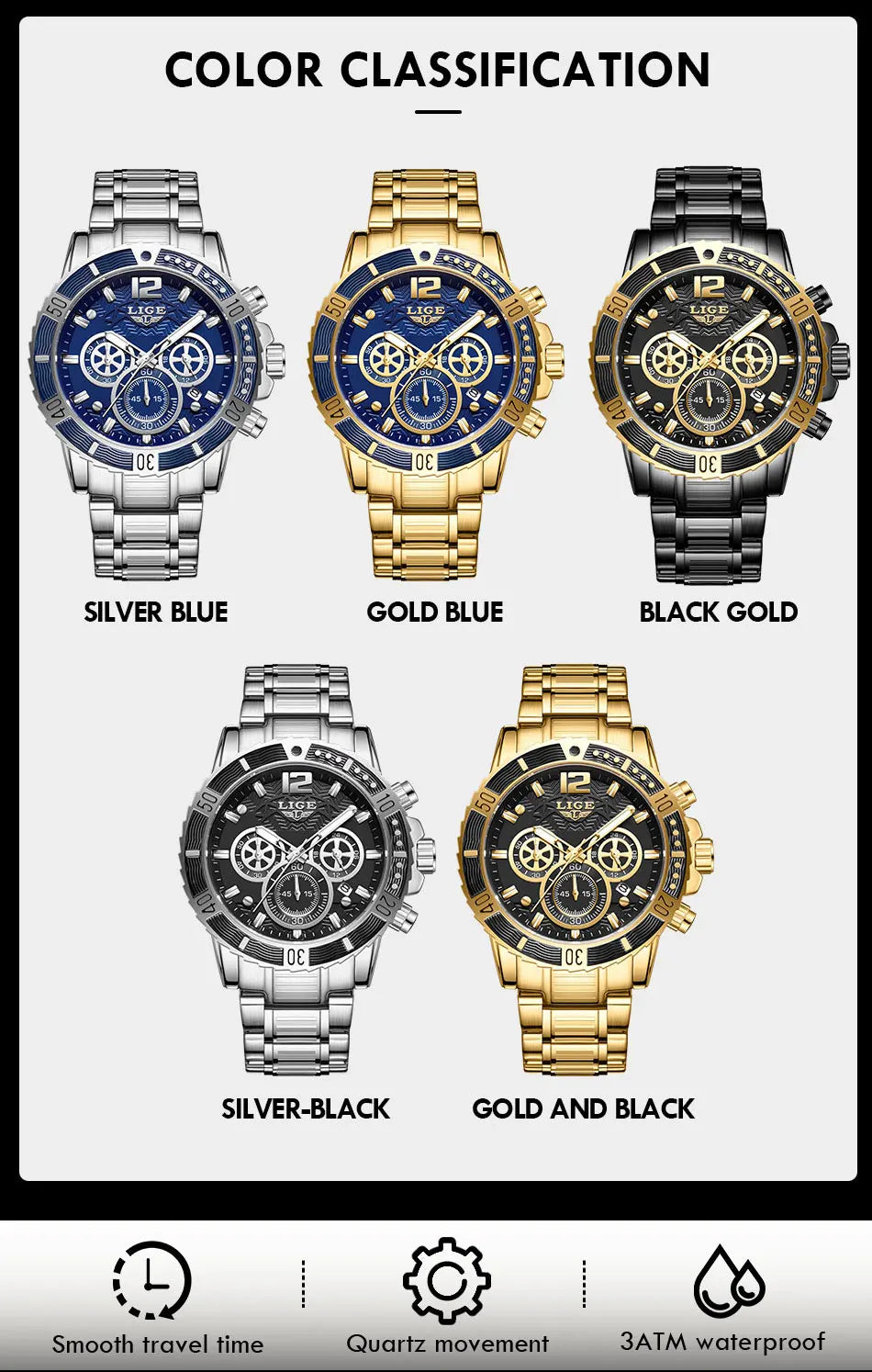 LIGE Luxury Casual Men's Wristwatch Sports Stainless Steel Waterproof Date Man Watch High Quality Fashion Quartz Men Watches