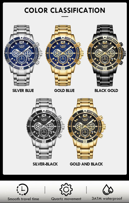 LIGE Luxury Casual Men's Wristwatch Sports Stainless Steel Waterproof Date Man Watch High Quality Fashion Quartz Men Watches