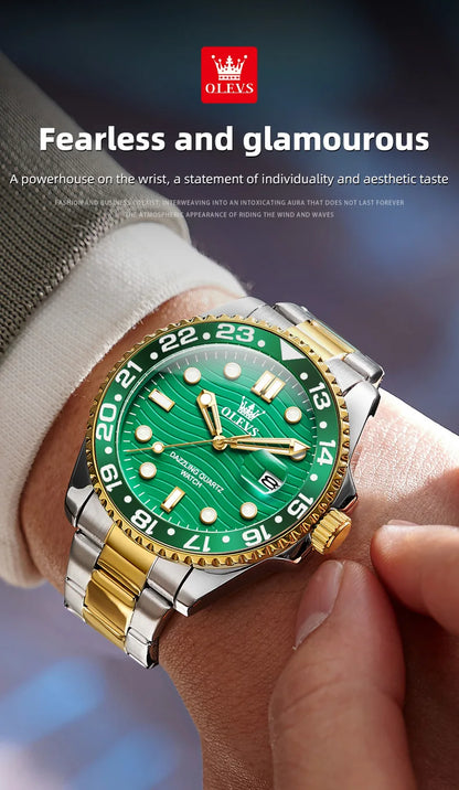 OLEVS 3610 Mens Watch Stainless Steel Date Quartz Watch Waterproof Luminous Sports Watches Man Box Gifts Original Reloj