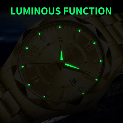 BANGWEI Quartz Watch For Men Luxury Calendar Waterproof Business Men's Wristwatch Luminous Big Dial Simple Man Watch hombre