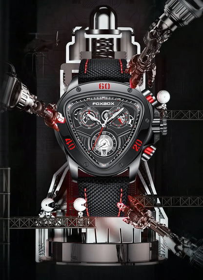 FOXBOX Original Luxury Male Watch Waterproof Luminous Date Week Sports Men's Watches Classic Business Quartz Leather Men Watch