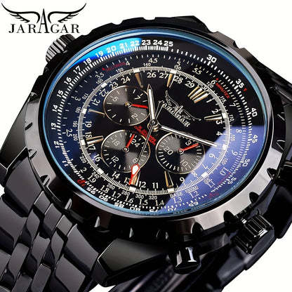 High-End Men's Watch Is a Fashionable and Functional Mechanical Clock, Made of Stainless Steel, with Hollow Design and Large Dial. Its Attractive Appearance Makes Daily Gifts, No Batteries Required, Fashionable Business Casua
