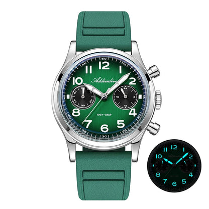 ADDIESDIVE Top Brand Man Watch 10Bar Waterproof AD2516 Super Luminous Bubble Mirror Glass VK64 Chronograph Quartz Steel Watch