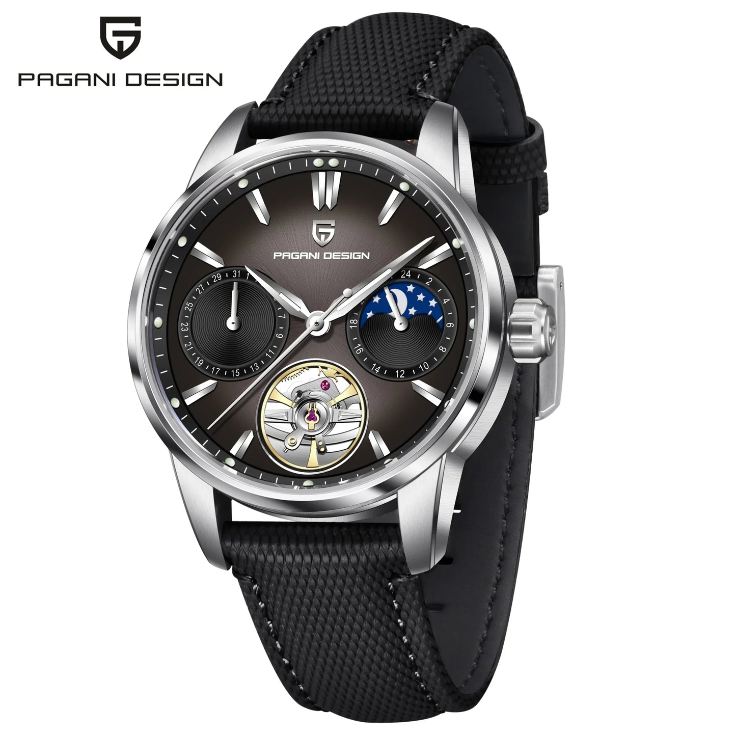 PAGANI DESIGN 2026 Men's Mechanical Watch E3255Y 41mm with Sapphire Glass Stainless Steel Calendar Waterproof Reloj Hombre