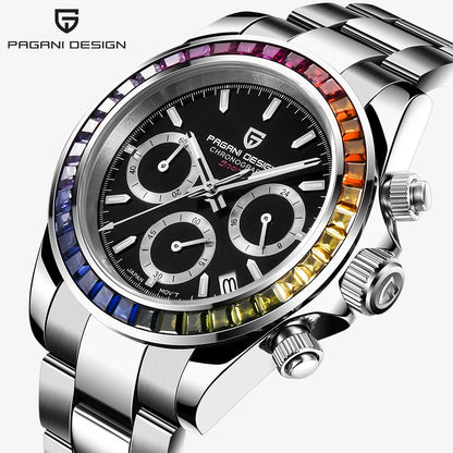 PAGANI DESIGN 2026 New VK63 Rainbow Circle Luxury Quartz Watch For Men Stainless Steel 30M Waterproof Chronograph reloj hombre