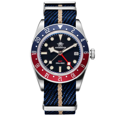 ADDIESDIVE Mens GMT Watches Luxury Stainless Steel Casual Quartz Watch Men Sport 200MM Waterproof Wristwatches Relogio Masculino