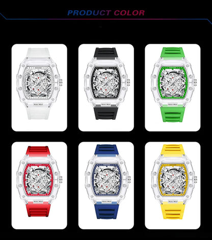 UTHAI BK134 Fashionable Men watch barrel shaped transparent waterproof quartz watch sports clock gift watches for man