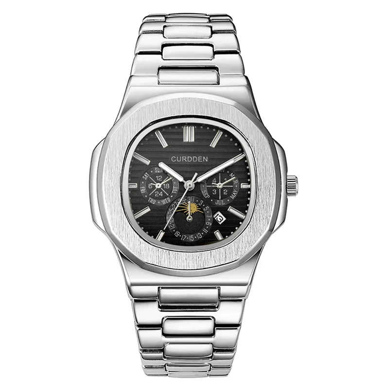 Original CURDDEN Famous Brand Men Watches Silver Fashion Alloy Band Gifts Date Quartz Watch Relogio Masculino Reloj Hombre 2026