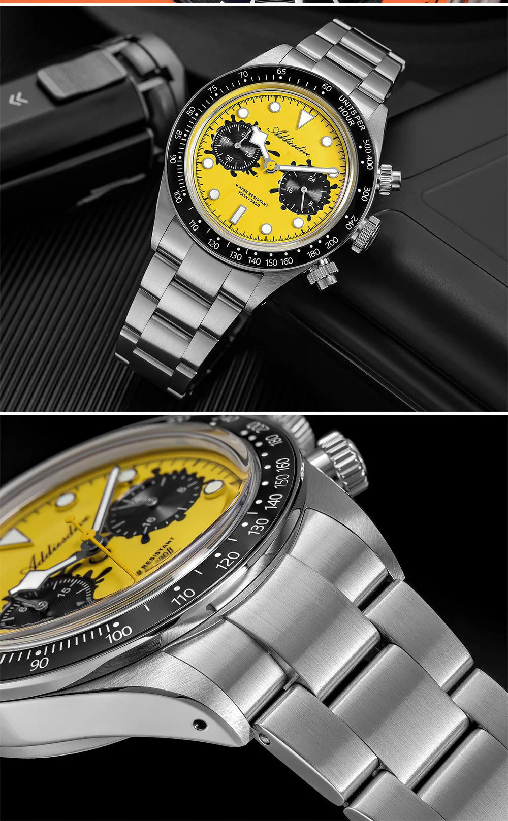 ADDIESDIVE 2026 NEW Multifunctional Chronograph VK64 Quartz Watch Ceramic Bezel Stainless steel Men's Watch Waterproof Luminous