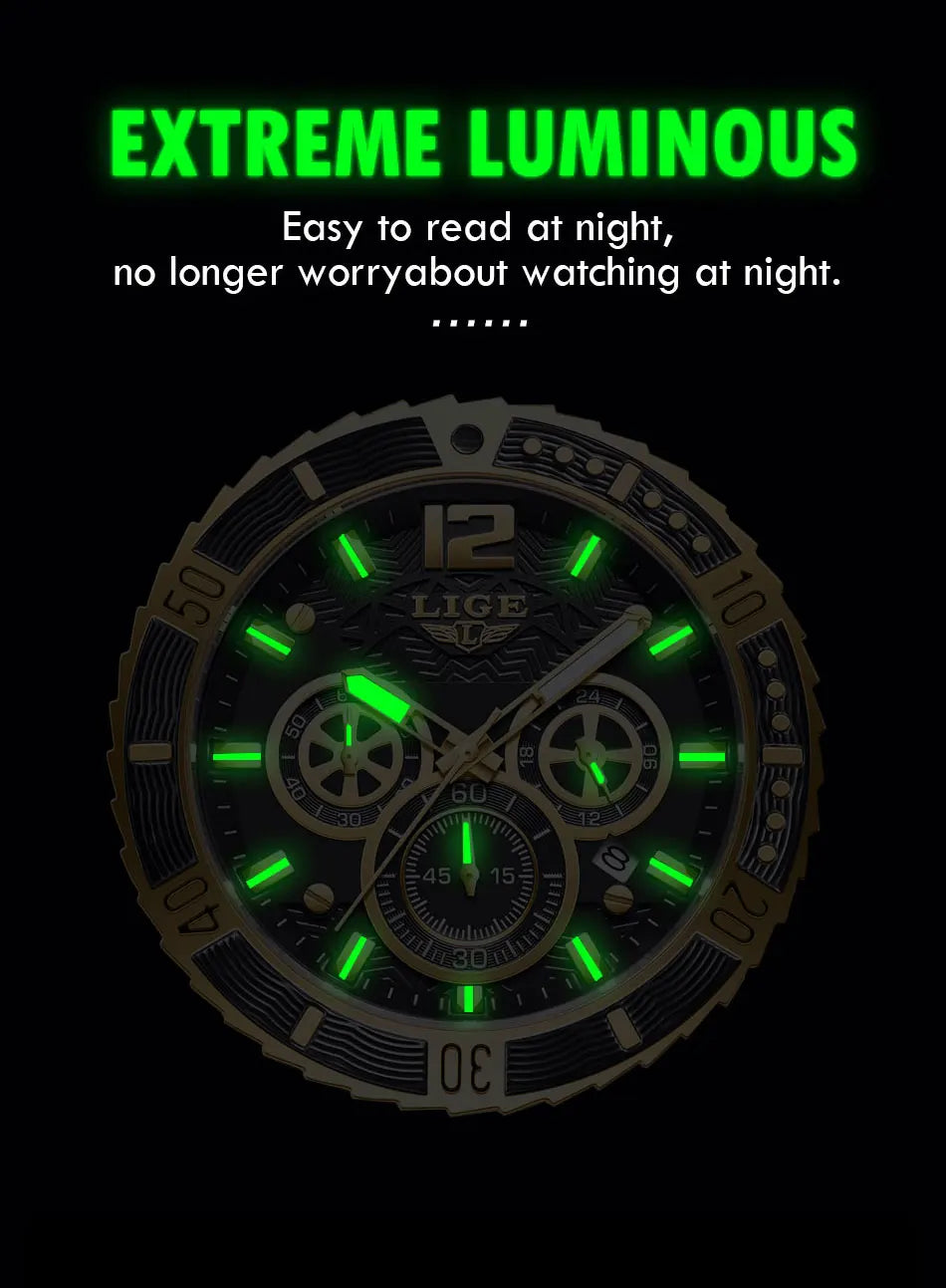 LIGE Luxury Casual Men's Wristwatch Sports Stainless Steel Waterproof Date Man Watch High Quality Fashion Quartz Men Watches