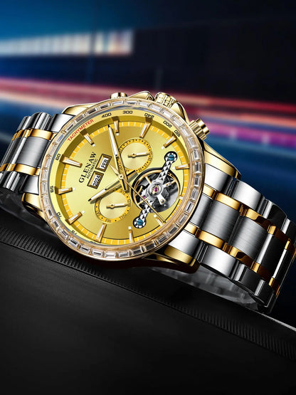 Glenaw high-end business fully automatic mechanical multi-function watch for men's fashionable waterproof watch