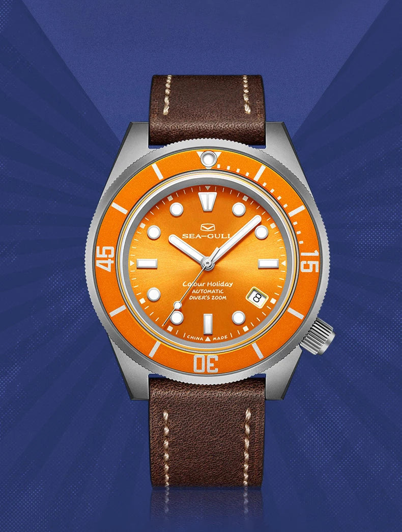 Seagull Color Holiday Men's Automatic Mechanical Watch Titanium Alloy Luxury Diving Watch Sapphire Glass Luminous Wristwatch 414