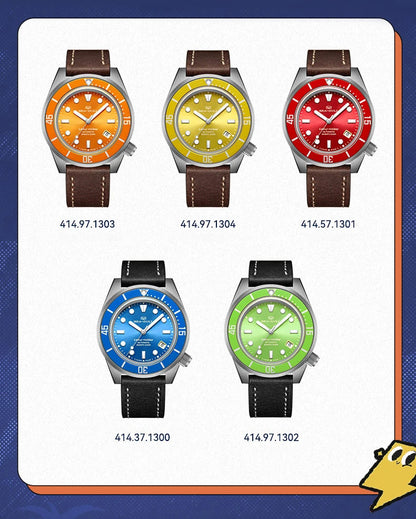 Seagull Color Holiday Men's Automatic Mechanical Watch Titanium Alloy Luxury Diving Watch Sapphire Glass Luminous Wristwatch 414