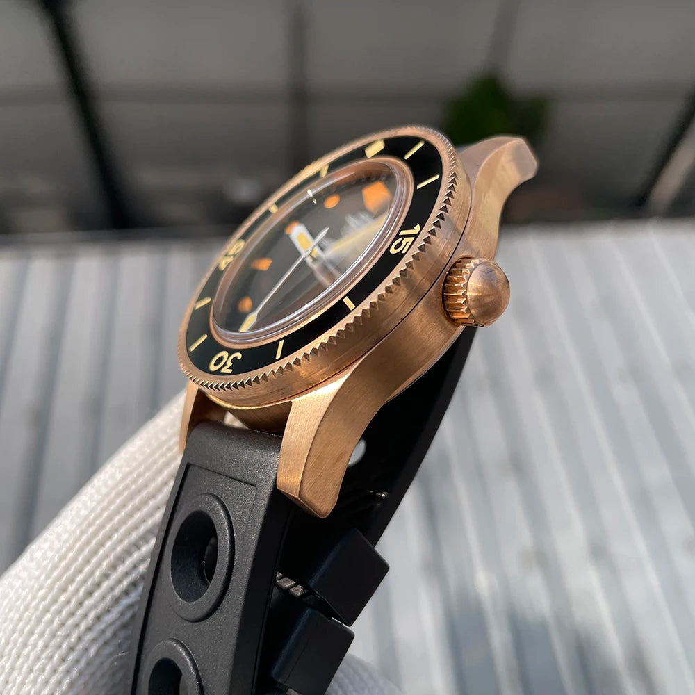 STEELDIVE SD1952VS New Arrival Solid Bronze Case Black Dial 300M Waterproof NH35 Mechanical Sapphire Glass Mens Dive Watch