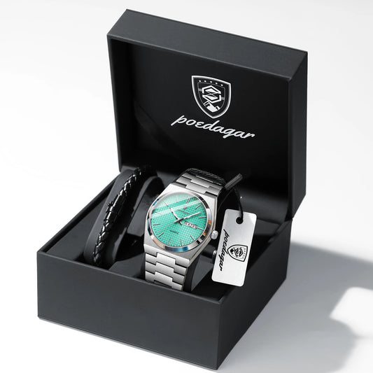 POEDAGAR High Quality Luxury Watch For Men Waterproof Luminous Man Wristwatch Original Date Week Quartz Casual Men's Watches+Box