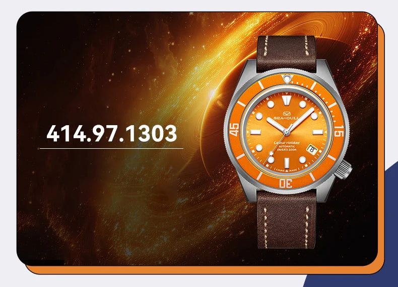 Seagull Color Holiday Men's Automatic Mechanical Watch Titanium Alloy Luxury Diving Watch Sapphire Glass Luminous Wristwatch 414