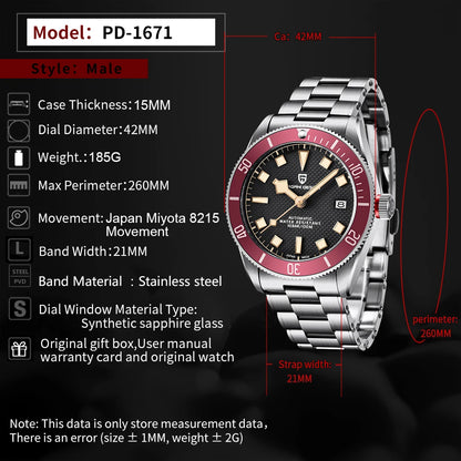 PAGANI DESIGN 2026 New BB58 Men's Watches Mechanical Watch For Men Luxury Automatic Miyota 8215 Sports Waterproof Watch Mens