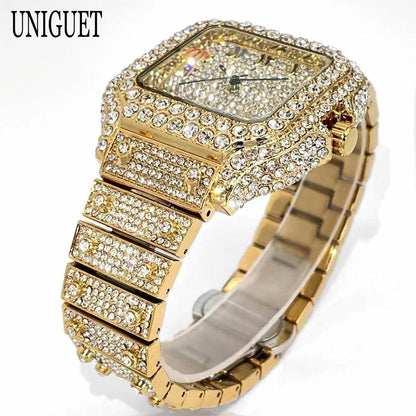2026 New Luxury Diamond Watch Men Fashion Iced Out Square Colorful Number Watches Hip Hop Bling Jewelry Reloj Hombre for Gift