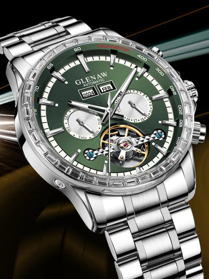 Glenaw high-end business fully automatic mechanical multi-function watch for men's fashionable waterproof watch