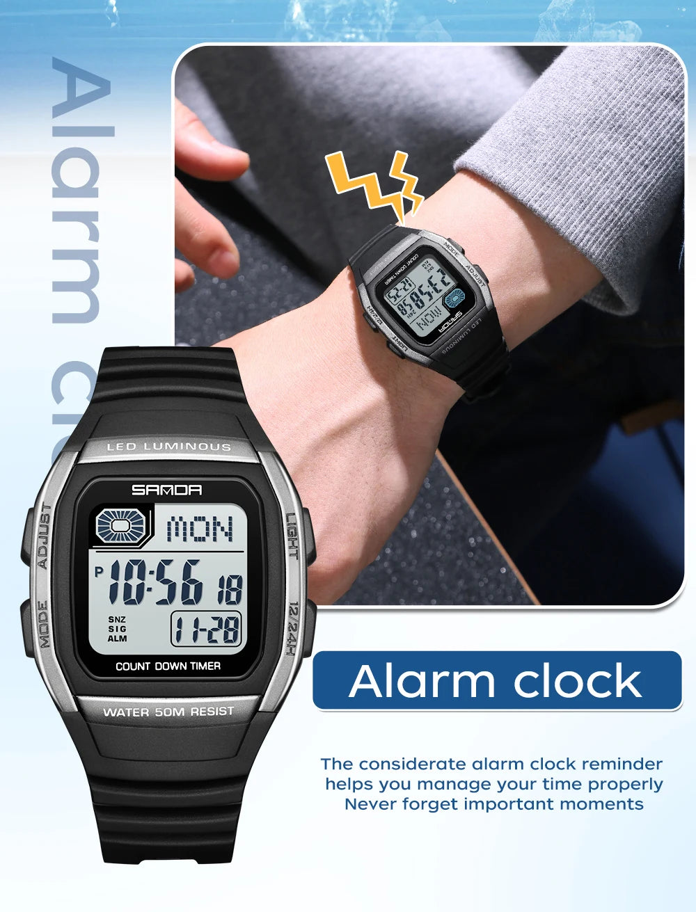 Fashion SANDA New 2208 Fashion Men's Electronic Watch Outdoor Sports Waterproof Timing LED Women's Watch