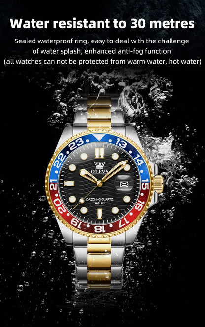 OLEVS 3610 Mens Watch Stainless Steel Date Quartz Watch Waterproof Luminous Sports Watches Man Box Gifts Original Reloj