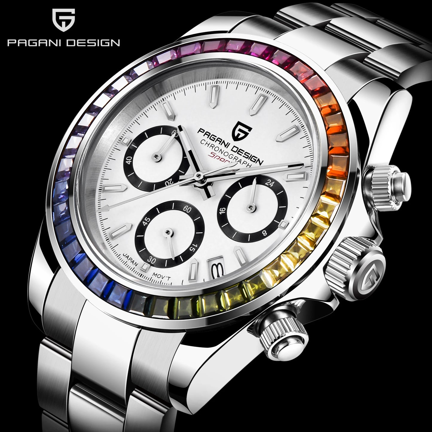 PAGANI DESIGN 2026 New VK63 Rainbow Circle Luxury Quartz Watch For Men Stainless Steel 30M Waterproof Chronograph reloj hombre