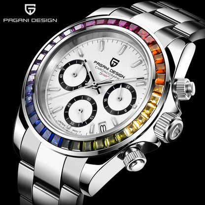 PAGANI DESIGN 2026 New VK63 Rainbow Circle Luxury Quartz Watch For Men Stainless Steel 30M Waterproof Chronograph reloj hombre